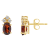 6x4mm Oval Garnet with Diamond Accents 14k Yellow Gold Stud Earrings