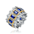 Sapphire Color CZ Two-Tone Cocktail Ring In White Gold And 14K Gold Over Brass