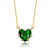 Emerald Color CZ Heart Shape Solitaire Necklace In 14K Gold Over Brass