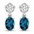 1.40ctw 14K White Gold London Blue Topaz  and White Diamond Halo Earrings