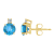 5mm Round Blue Topaz with Diamond Accents 14k Yellow Gold Stud Earrings