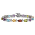 Rhodium Over 14k White Gold Rainbow Gemstone Bracelet
