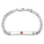 Rhodium Over 14k White Gold Medical Red Enamel Flat Curb Link ID Bracelet
