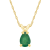 7x5mm Pear Shape Emerald 14k Yellow Gold Pendant With Chain