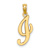 14k Yellow Gold Script Letter I Initial Pendant
