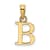 14k Yellow Gold Polished Block Letter B Initial Pendant