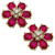 Brooke Gold Tone Rhinestone Fuchsia Flower Stud Earrings