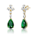 Emerald Color CZ Cluster Drop Earrings In 14K Gold Over Sterling Silver 19.29ctw