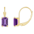 6x4mm Emerald Cut Amethyst 10k Yellow Gold Drop Earrings