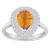 8x5mm Pear Shape Citrine And White Topaz Accents Rhodium Over Sterling
Silver Double Halo Ring