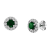0.88ctw Emerald and Diamond Halo Earrings in 14k White Gold