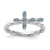 Rhodium Over Sterling Silver Stackable Expressions Cross Blue Topaz Ring 0.12ctw