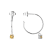 Round Yellow Citrine Rhodium Over Sterling Silver Drop Hoop Earrings