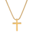Men's Polished Cross Pendant With Chain In 18K Yellow Gold Over
Stainless Steel