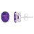 8x6mm Oval Amethyst Rhodium Over Sterling Silver Stud Earrings