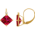 10K Yellow Gold Lab Created Ruby and Diamond Princess Leverback Earrings 3.40ctw