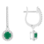 5mm Round Emerald 1/4 ctw Diamond Rhodium Over Sterling Silver Halo
Dangle Earrings