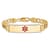 14k Yellow Gold Medical Red Enamel Curb Link ID Bracelet