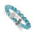 Stainless Steel Antiqued and Polished Seahorse Blue Dyed Jade Stretch Bracelet