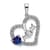 Rhodium Over 14k White Gold Sapphire and Diamond MOM Heart Pendant