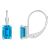 6x4mm Emerald Cut Blue Topaz Rhodium Over 10k White Gold Drop Earrings