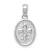 Rhodium Over 14k White Gold Textured Mini Fleur-De-Lis Oval Charm