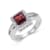 Garnet with White Topaz Accents Sterling Silver Halo with Split Shank Ring
