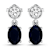 1.50ctw 14K White Gold Blue Sapphire and White Diamond Halo Earrings