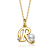 Initial R Pearl And CZ Pendant Necklace In 14K Gold Over Brass