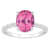 10x8mm Oval Pink Topaz and 1/10 ctw Diamond Rhodium Over Sterling Silver Ring