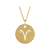 14K Yellow Gold Aries Zodiac Disc Pendant With Chain
