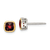 Rhodium Over Sterling Silver with 14k Accent Garnet Square Stud Earrings