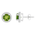 6mm Round Peridot And Created White Sapphire 10k White Gold Halo Stud Earrings