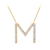 White Lab-Grown Diamond F-G SI 14K Yellow Gold Over Silver "M"
Initial Station Necklace 0.50ctw
