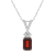 7x5mm Emerald Cut Garnet with Diamond Accents 14k White Gold Pendant
With Chain