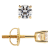 White Cubic Zirconia 14k Yellow Gold Studs With Velvet Gift Box 0.50ctw