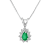 0.35ctw Pear Shape Emerald and Round Diamond Pendant 14k White Gold