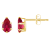 6x4mm Pear Shape Lab Created Ruby 10k Yellow Gold Stud Earrings