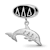 Sterling Silver LogoArt Delta Delta Delta Oval with Dolphin Dangle Bead