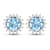1.30ctw 14K White Gold Aquamarine and White Diamond Halo Earrings