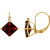 10K Yellow Gold Garnet and Diamond Princess Leverback Earrings 3.25ctw