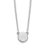 Rhodium Over Sterling Silver Tiny Circle Block Letter W Initial Necklace
