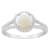 7mm Round Opal 1/4 ctw Diamond Rhodium Over Sterling Silver Halo Ring