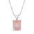 10x8mm Emerald Cut Rose Quartz Rhodium Over Sterling Silver Pendant With Chain