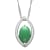 Green 13x9MM Jadeite Sterling Silver Pendant with Singapore Chain
