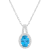 8x6mm Oval Blue Topaz 1/7 ctw Diamond Rhodium Over Sterling Silver Halo
Pendant with Chain