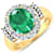 3.97ctw Green Emerald and Diamond 14K Yellow Gold Halo Ring