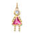 10k Yellow Gold Pink Tourmaline Simulant October Birthstone and Clear
Cubic Zirconia Girl Charm