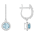6mm Round Aquamarine 1/3 ctw Diamond Rhodium Over Sterling Silver Halo
Dangle Earrings