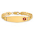 10k Yellow Gold Medical Soft Diamond Shape Red Enamel Curb Link ID Bracelet